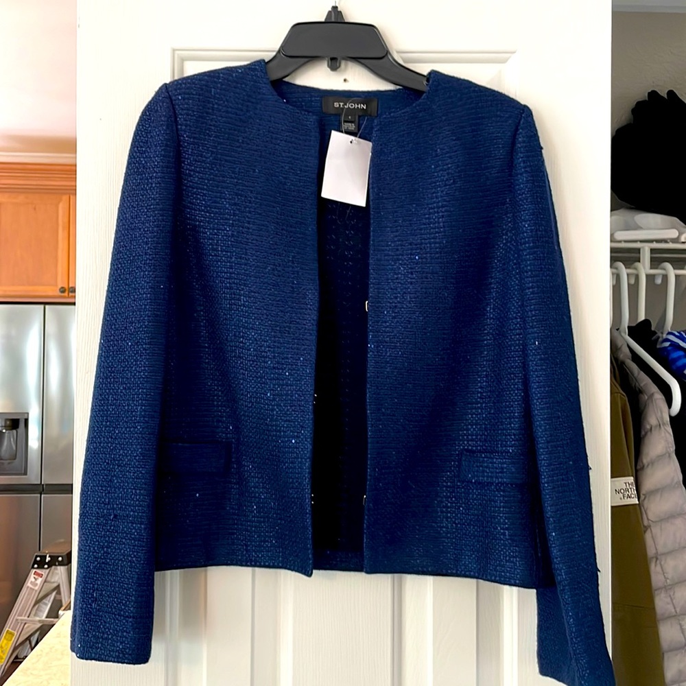 NWT St. John navy sequence wool blend blazer size 4